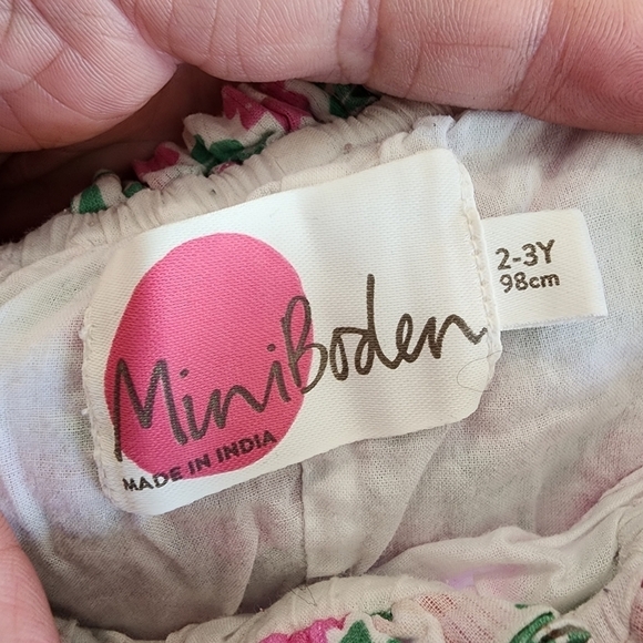 Mini Boden White Pink Floral Summer Dress Toddler Girl's Size 2y-3y Sleeveless - Picture 9 of 12